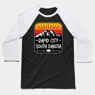 Rapid City South Dakota Vintage Mountain Sunset Baseball T-Shirt